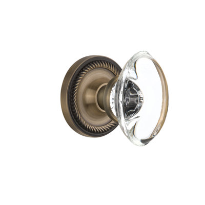 Rope Rosette with Oval Clear Crystal Door Knob