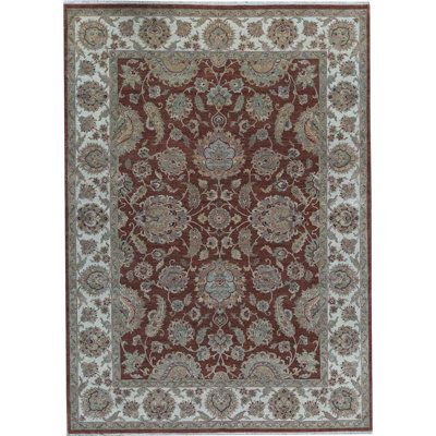 Tapis brun foncé de haute qualité noué à la main