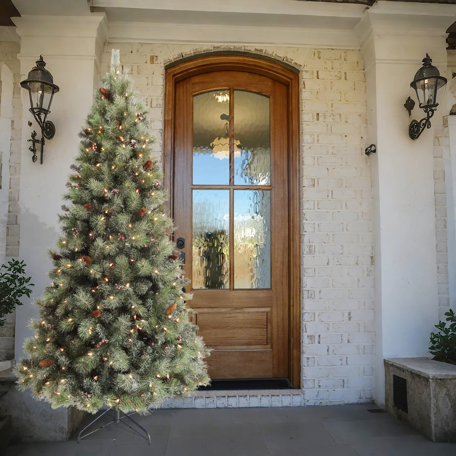 7.6' Pre-Lit Pine Christmas Tree