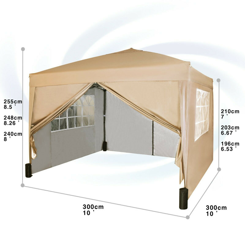 Jarrow 3m x 3m Steel Pop-Up Gazebo, Beige