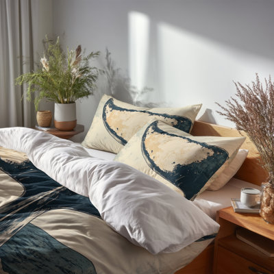Whale Tail on the Open Sea I 3 Pcs Bedding Set - Woodcut Bedding And Shams Set