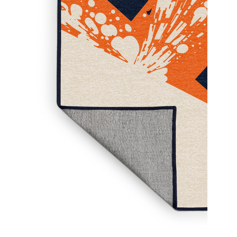 Tapis gris foncé et bleu marine délavé à la machine Yonkers, 4 x 2