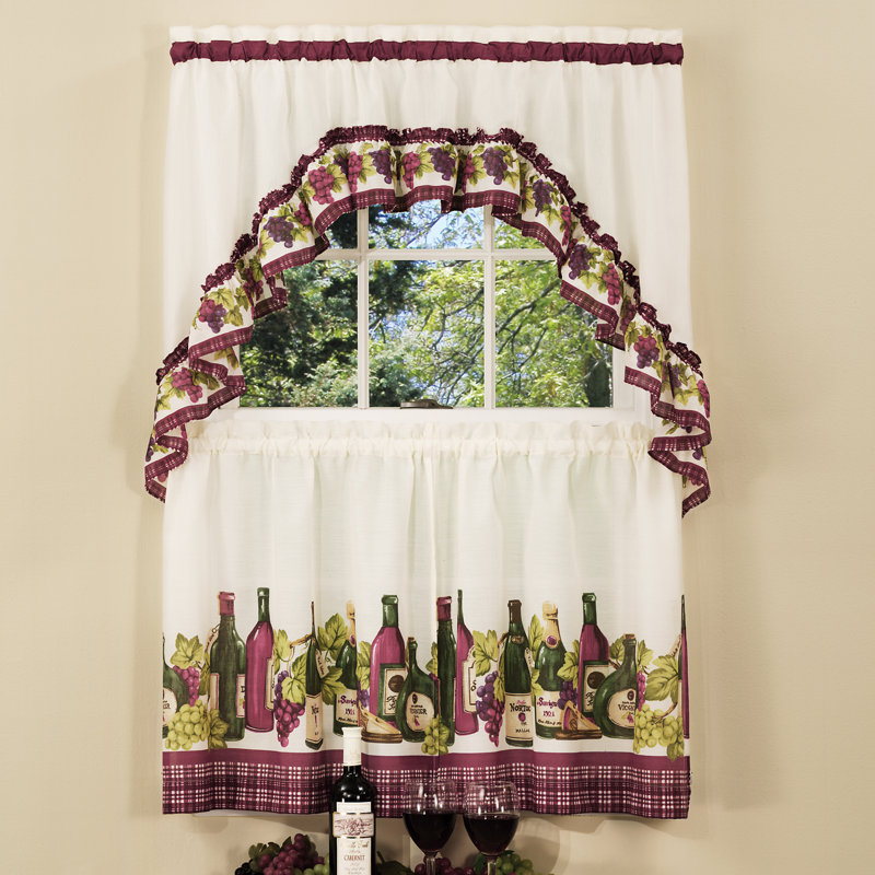 Rodrick Floral Swag Kitchen Curtain, 36" H x 57" W