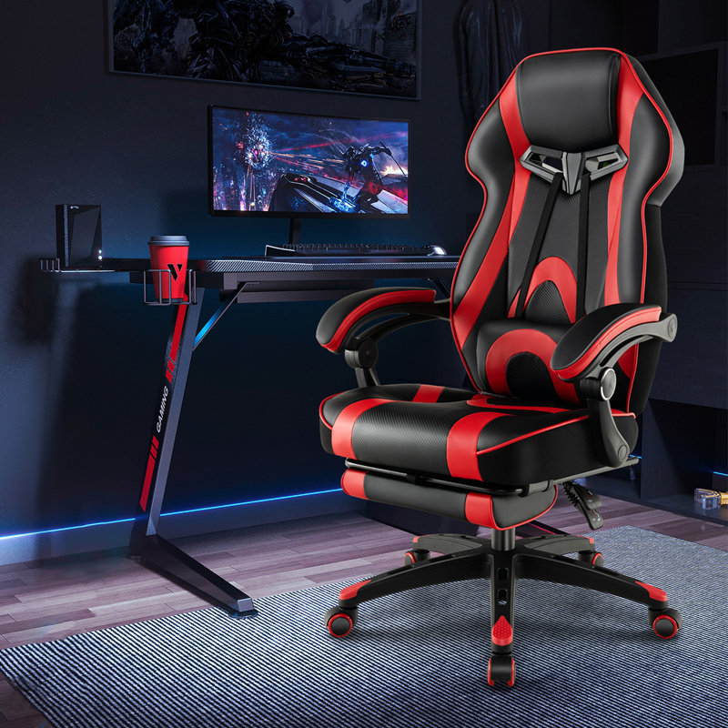 Chaise de bureau Zoarah, Noir et rouge