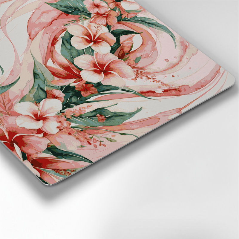 Art mural en métal hawaïen, corail et roses, H 12 po x l 12 po