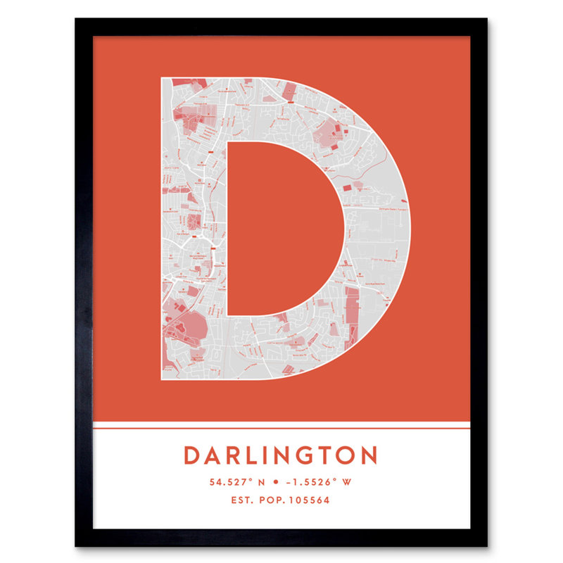 Darlington England United Kingdom City - Single Picture Frame Typography