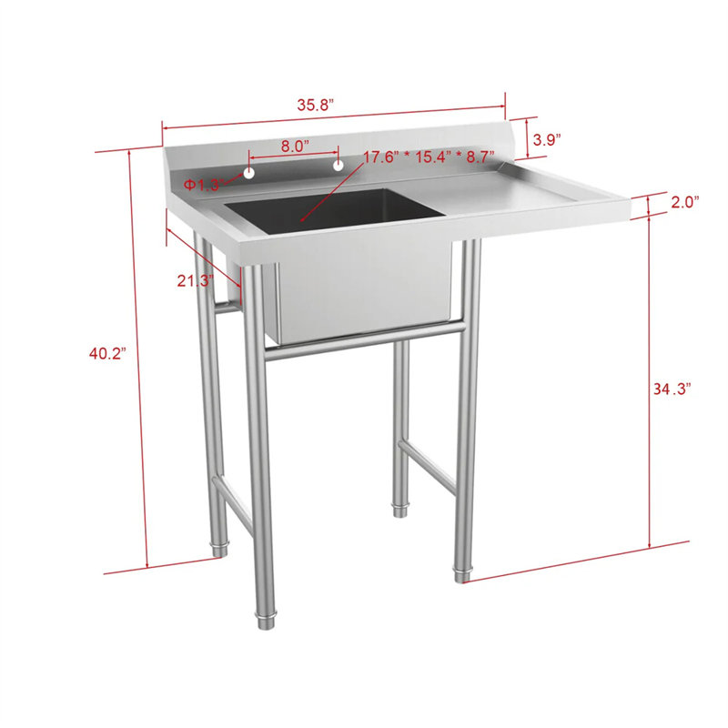 Évier à lessive autoportant L 37 po x l 22,4 po argent