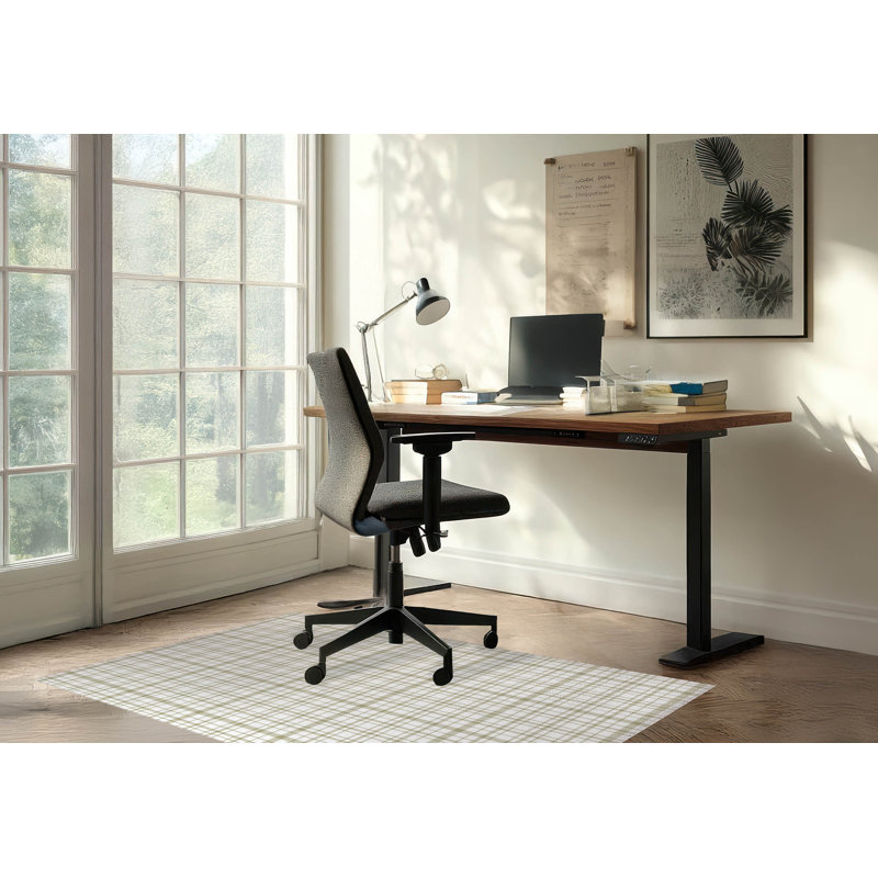 Tapis de bureau léger à carreaux Liz, L 6 pi x L 4 pi, Taupe