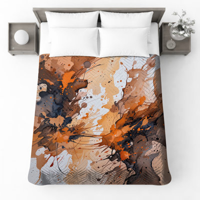 Couvre-lit matelassé orange et noir