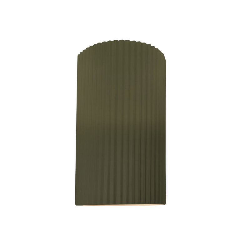 Beda Ceramic LED Wall Light, 12.5" H x 7.75" W x 4" D, Matte Green