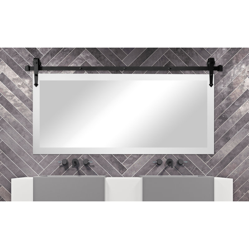 Neace Flat Wall Mirror, White satin, 31" H x 46" W