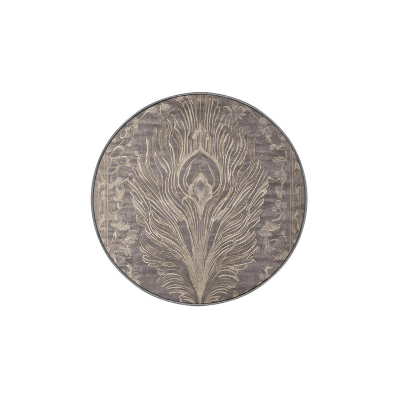 Machine Washable Gray Area Rug, Round 6'