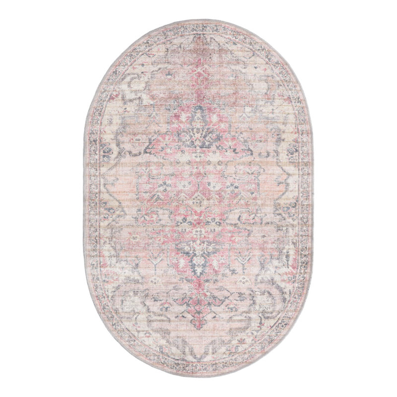 Engelman Washable Oriental Indoor Rug, Oval 4'1" x 6'1"