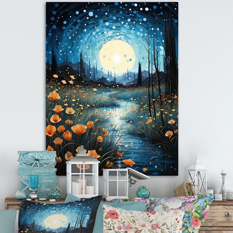 Rivière, crépuscule turquoise - salon d'art mural Lacs et rivières, H 44 po x l 34 po x P 1,5 po, Toile tendue