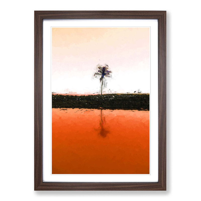 Reflection of a Palm Tree in Hawaii in Abstract - Picture Frame Graphic Art Print, Walnut Framed, 36cm H x 27cm W x 2cm D