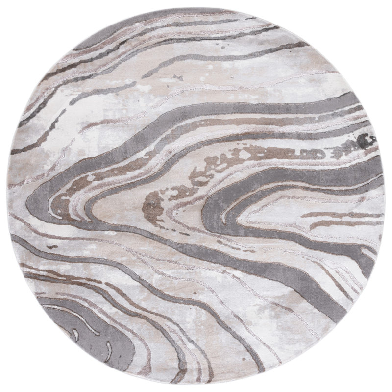 Tapis gris / beige Swindle, Rond 6 pi 7 po