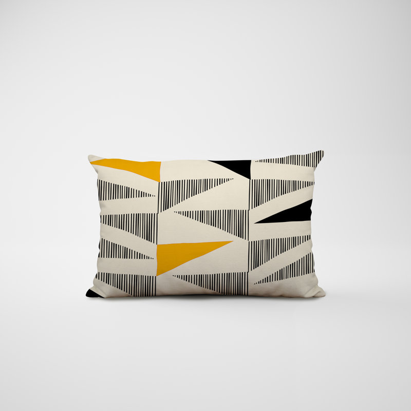 Housse et insert de coussin rectangulaire intérieur / extérieur en polyester / mélange de polyester Chamu, Jaune / noir