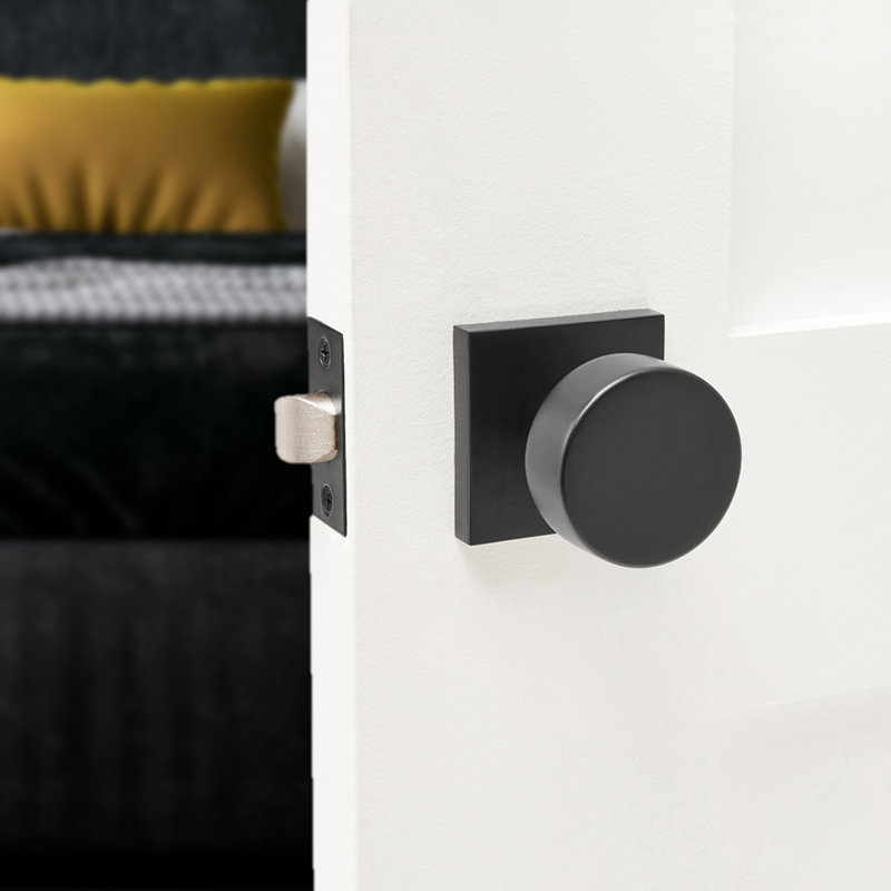 Bali Solid Metal Matte Black Door Knob, Passage