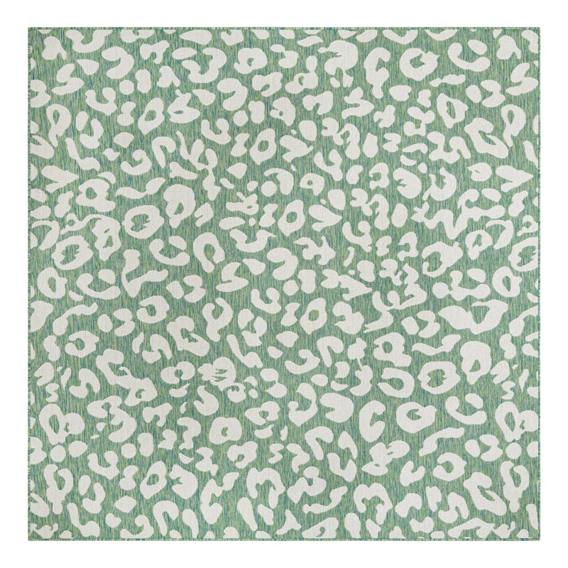 Tonquin Animal Print Machine Woven Polypropylene Indoor / Outdoor Area Rug in Blue/Gray, Square 12'