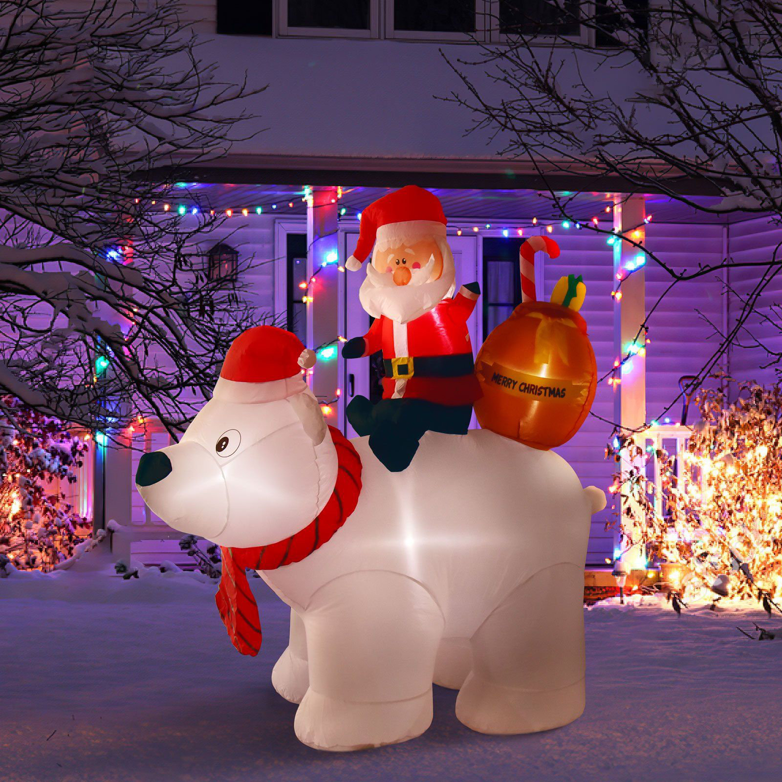 c&g outdoors Outdoor Polar Bear Santa Bearing Gifts Blow Up