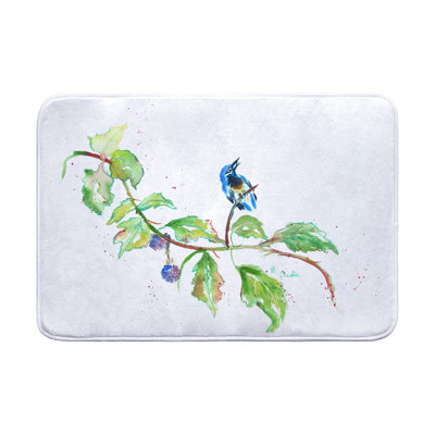 Tapis de bain oiseaux et mûres