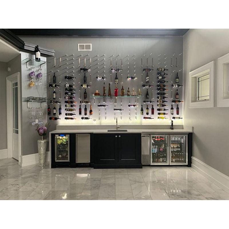 Islais Wall Mounted Wine Bottle Rack, Matte Black