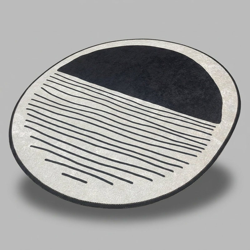 Abstract Striped Round Bath Mat