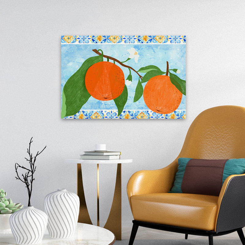 Carreaux et oranges II, H 24 po x l 16 po
