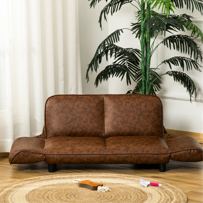 Animal de compagnie pour animaux de taille moyenne à grande, le cuir d'unité centrale pliable, brun, offre un lit de repos doux et luxueux et des chiens, rembourrés