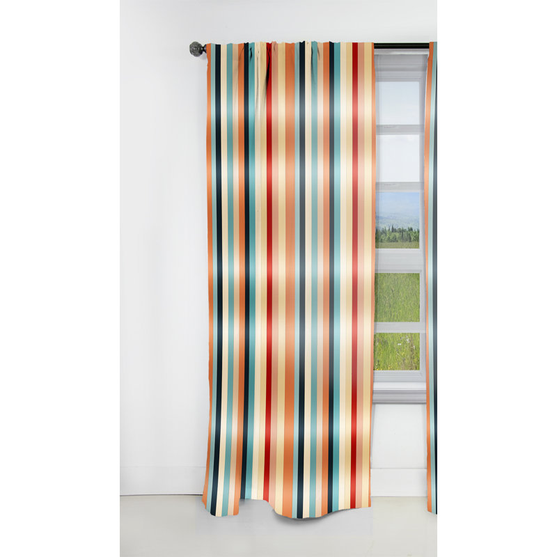 Rideau obscurcissant à rayures multicolores - 1 panneaux, L 52 po x L 84 po