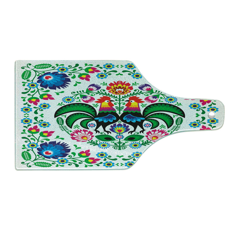 Multicolore coq traditionnel en verre trempé Ambesonne Folk