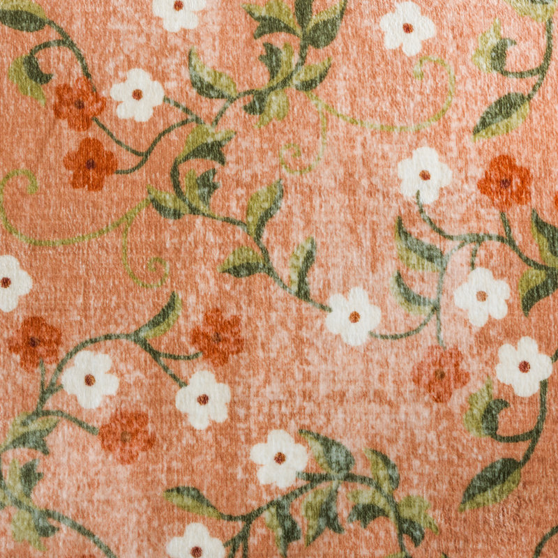 Tapis floral lavable à la machine à performance de 195 cm MSRW, Rectangle 5 pi x 7 pi
