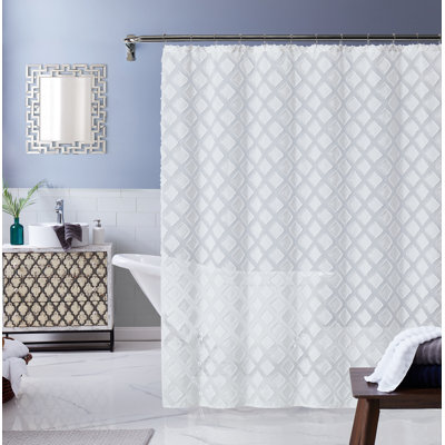Ensemble 13 pièces de rideau de douche géométrique + crochets