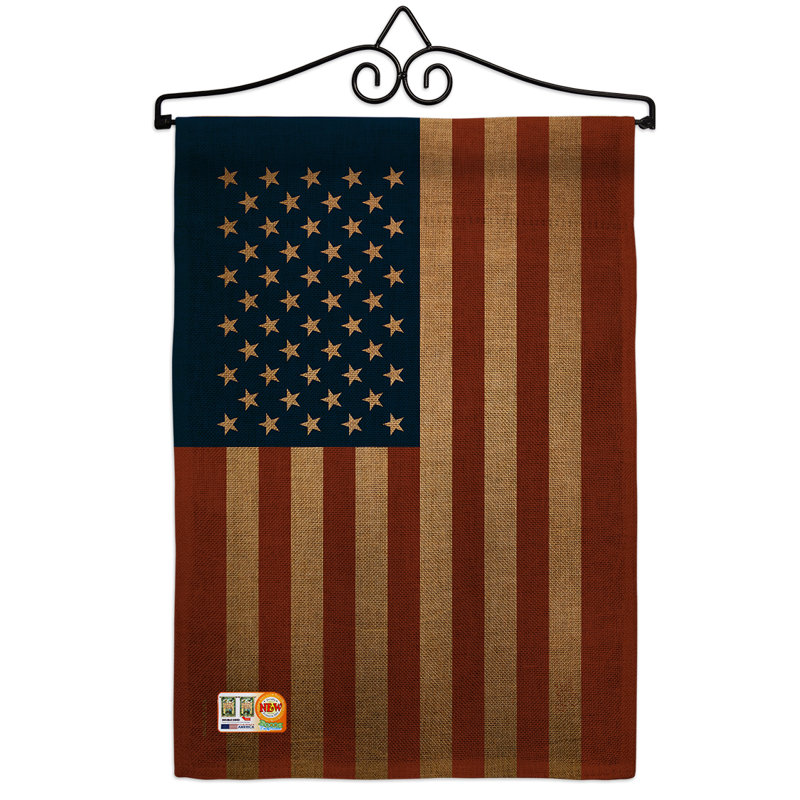 Drapeau de jardin en toile de jute 19 x 13 po Norazn American Burlap