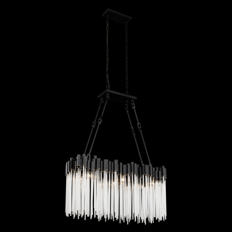 Luminaire suspendu Matrix - P 13 po x l 48,25 po x H 31,5 po - noir mat / or français, 8, Noir mat / or français