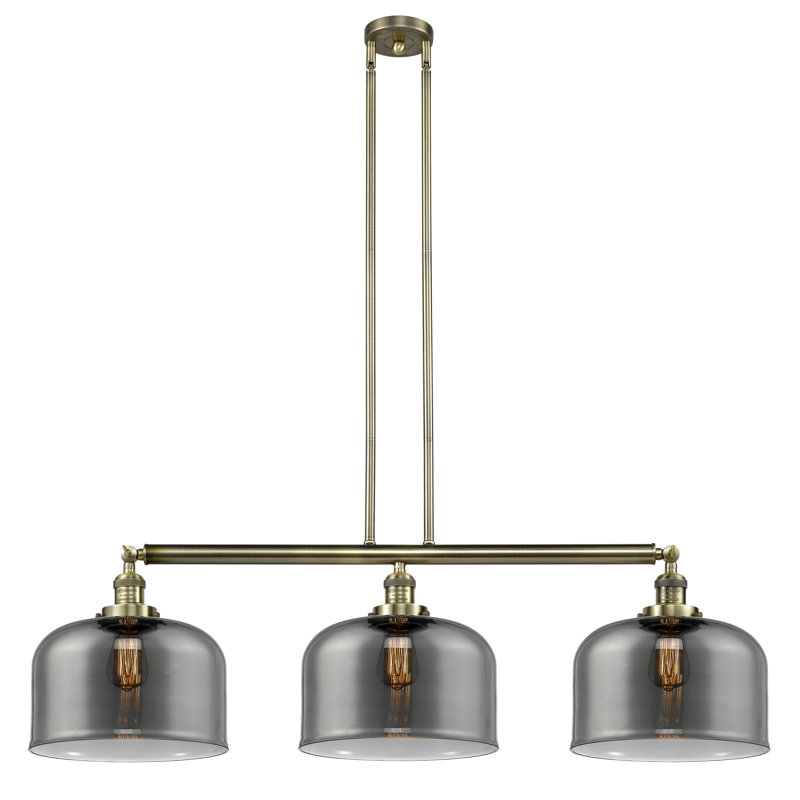 Bell - 3 Light 42" Stem Hung Island Light , Plated Smoke, Polished Nickel, No Bulb Included