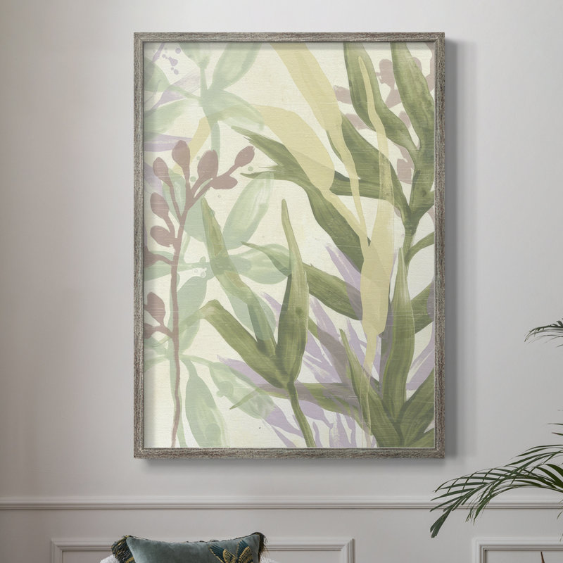 «Dreamy Tropical Leaves II», reproduction encadrée - bois massif, H 15 po x l 12 po