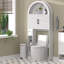 Armoire de rangement au-dessus de la toilette AHB, organisateur de salle de bain autoportant avec tablette réglable et dispositif anti-basculement, armoire arquée avec portes, rangement de toilette peu encombrant pour la salle de bain, buanderie, mini b-109126338