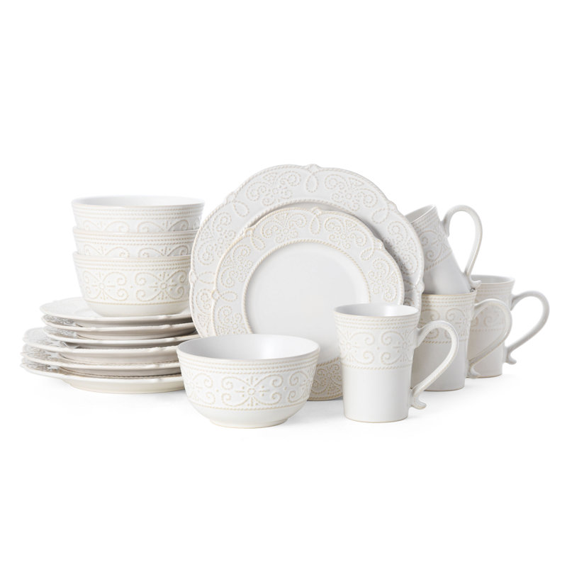 Pfaltzgraff Abby 16 Piece Dinnerware Set, Service for 4, White