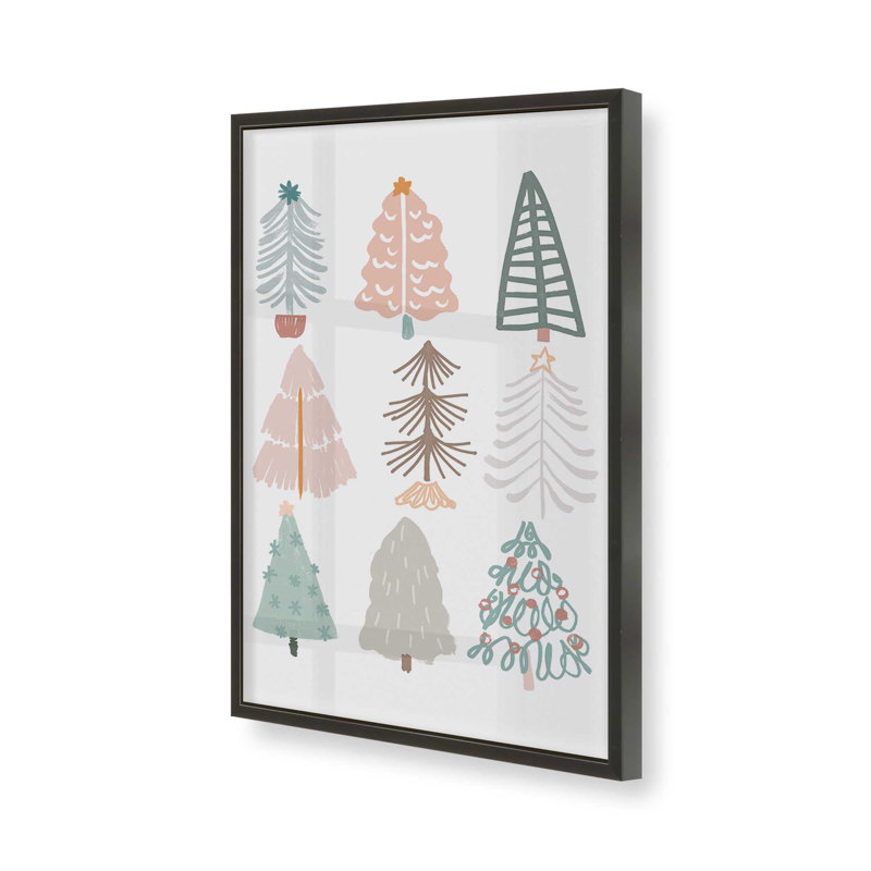 «Playful Christmas Trees II», reproduction, H 21 po x l 17 po, Cadre noir satiné