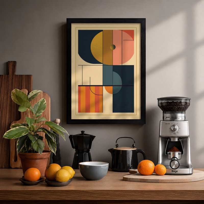 Grid Composition Geometric - Framed Print, A3 - 42.0 x 29.7 cm, Black