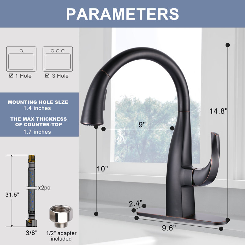 WOWOW Pull Down Kitchen Faucet, Oil rubbed bronze