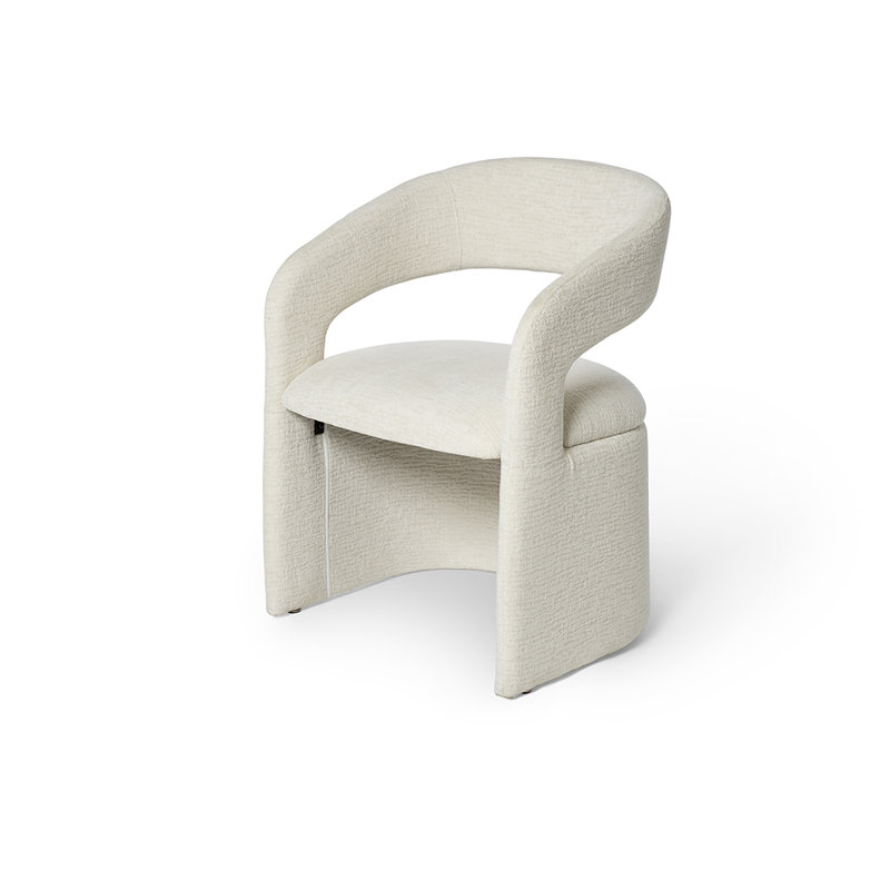 Duchess Upholstered Low Back Dining Armchair Boucle White, 46.5 cm Seating Height