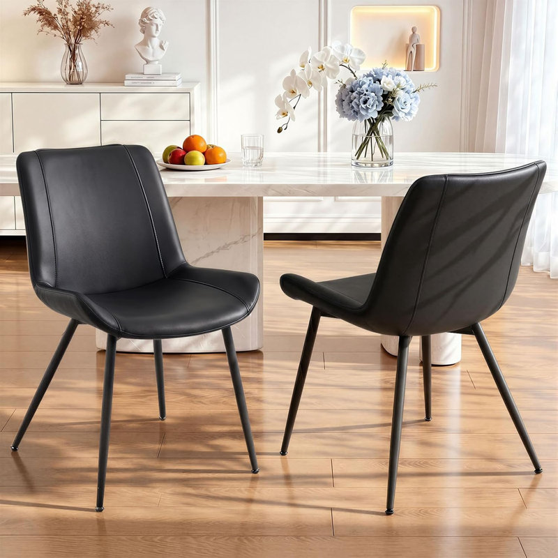 Dining Chairs Set Of 2, PU Leather Upholstered Modern Armless Kitchen Dining Side Chair for Kitchen, Dining, Living, Reception, Office Guest Chairs, and Outdoor
