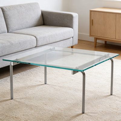 Table basse carrée en verre trempé de conception moderne