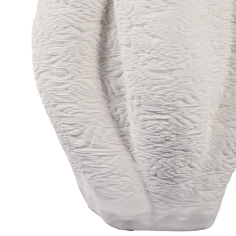 Porcelain Sculptural Vase With Organic Curved Silhouette And Intricate Textural Detailing For Artistic Accent And Contemporary Decorative Display In Modern Interior Settings
