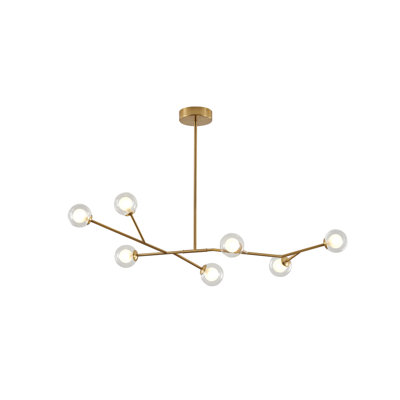Lustre linéaire transitionnel doré 7 lumières