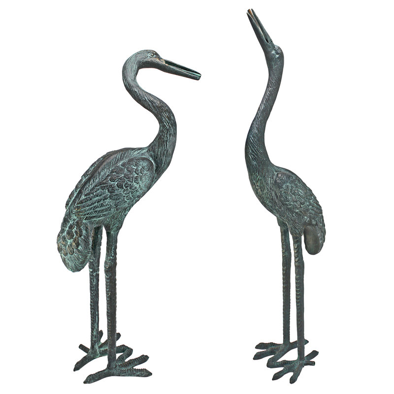 Bird Crane Metal Garden Statue, Medium