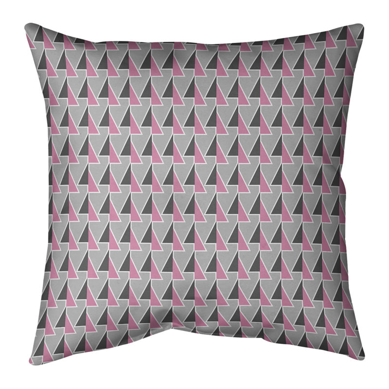 Patricia Geoffrey Geometric Reversible Throw Pillow, 16" H x 16" W, Down Alternative, Pink Accent