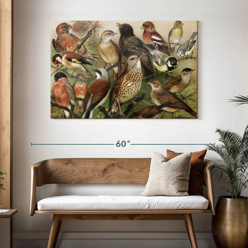 Collection d'oiseaux botaniques Brampt I, H 32 po x l 48 po